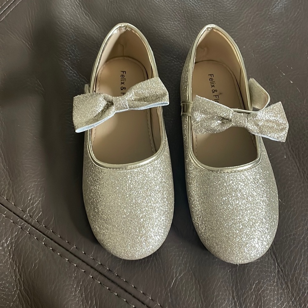 Gold glitter dress shoes 12